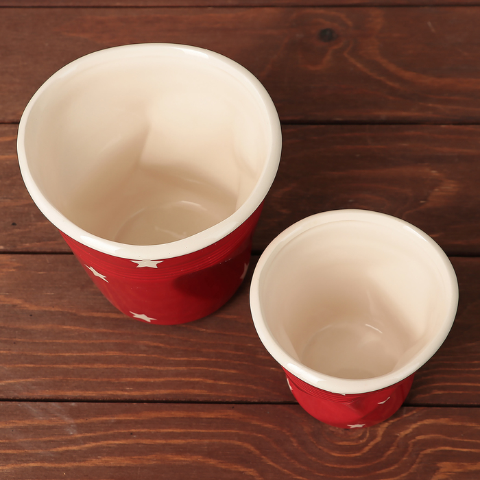 Набор кашпо 2 шт (10*10,13 *13 см) "Стакан", Микс УЦЕНКА