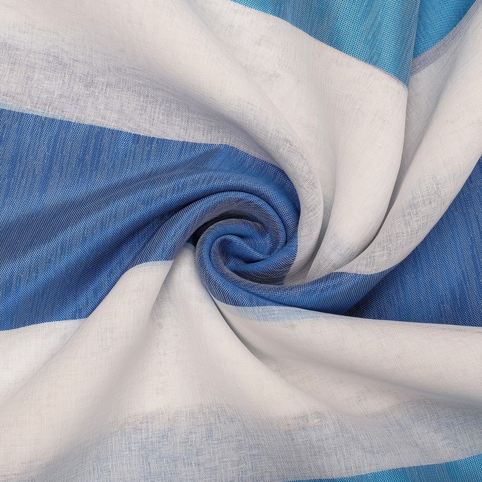 Тюль "Этель" 290х270 Лазурный (горизонтальная полоса) б/утяжелителя, 100% п/э