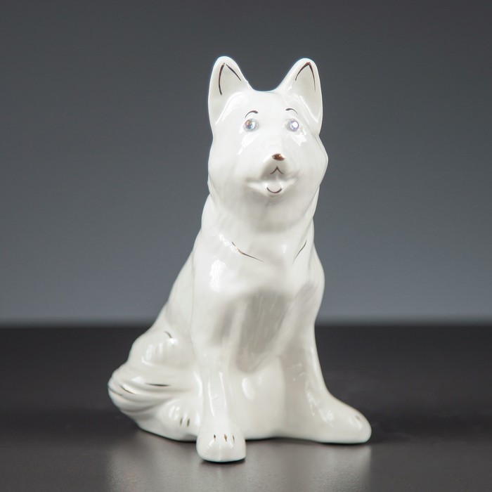 Сувенир "Собачка Овчарка мини (60) (шт)  глянец белый