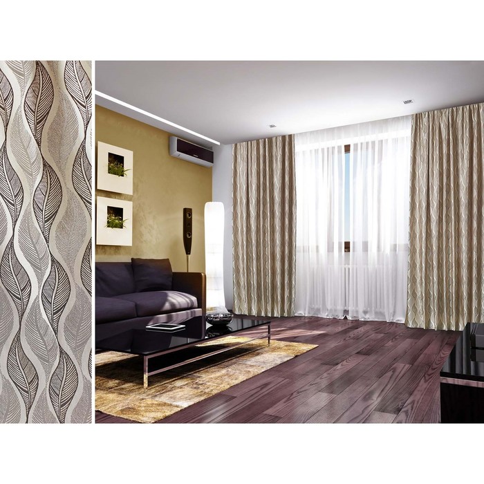 Штора Livia "Фолиаж", размер 200х270 см, цвет бежево-коричневый