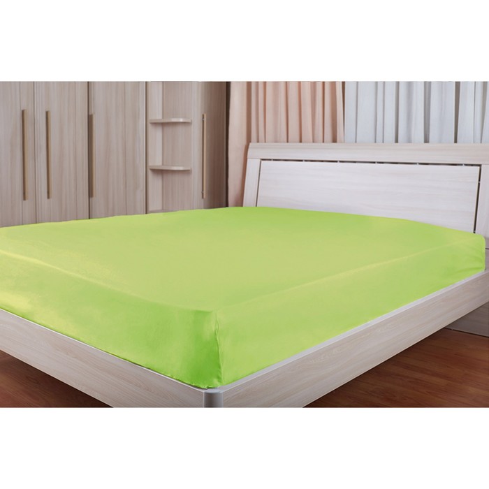 Простыня, размер 150х215 см, цвет лайм, сатин
