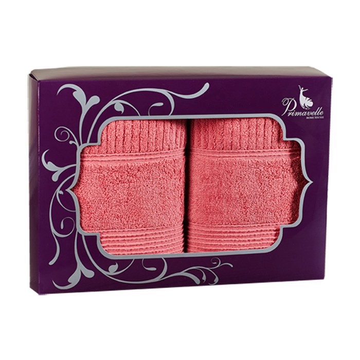 Набор полотенец "Вита", размер 50х90 см, 70х140 см, цвет ягодный, махра 450 г/м2