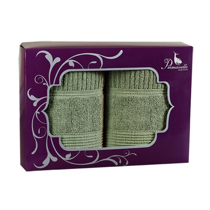 Набор полотенец "Вита", размер 34х70 см, 50х90 см, 70х140 см, цвет зелёный, махра 450 г/м2