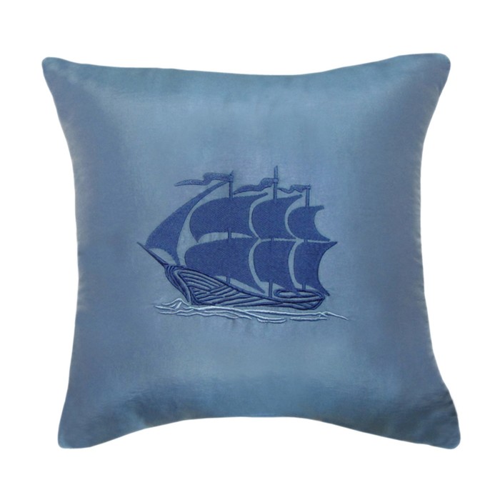 Подушка декоративная "Корабль", размер 45х45 см, с вышивкой