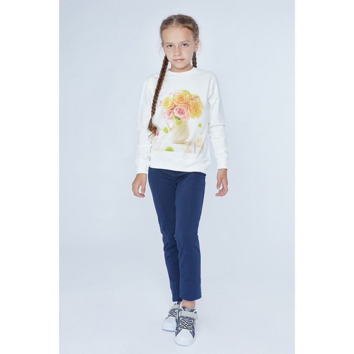 Свитшот для девочки family look "Розы в вазе" OXO-0207-010, цвет молочный, рост 140