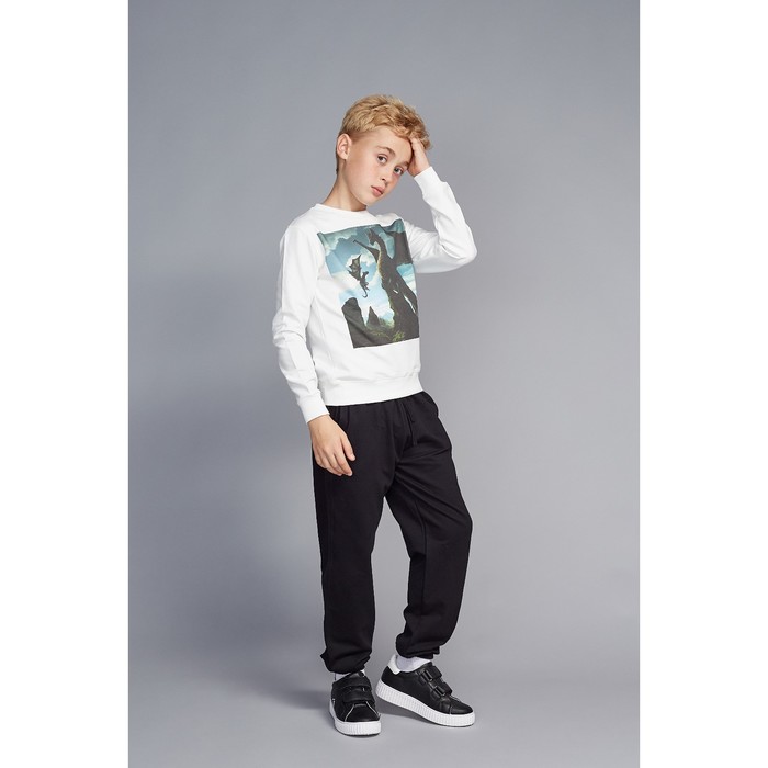 Свитшот для мальчика family look "Динозавры" OXO-0205-009, цвет молочный, рост 146