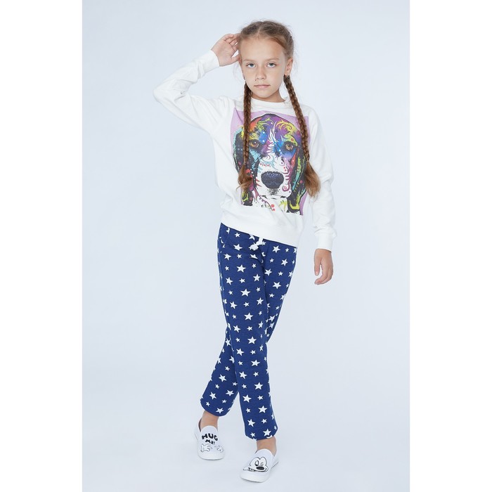 Свитшот для девочки family look "Собака" OXO-0207-007, цвет молочный, рост 110