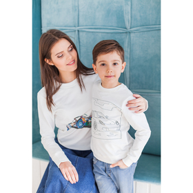 

Свитшот-раскраска для мальчика family look "Гоночная машина", цвет молочный, рост 146