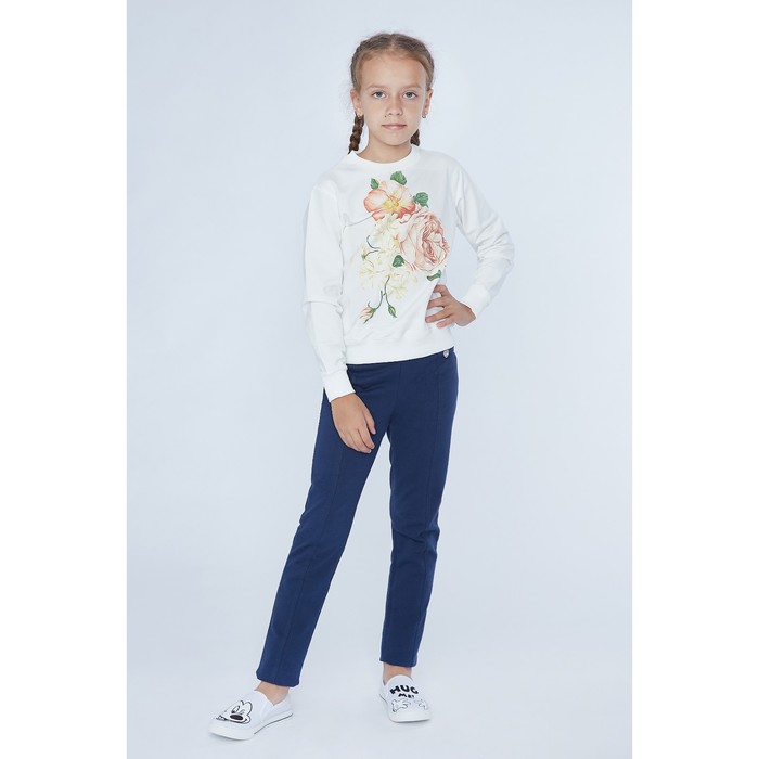 Свитшот для девочки family look "Розы" OXO-0207-015, цвет молочный, рост 140