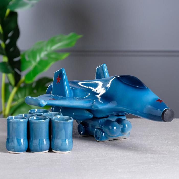 Коньячный набор "Самолет" новый 7 предметов 1 л