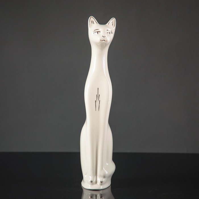 Копилка "Кот" малый белый,золото