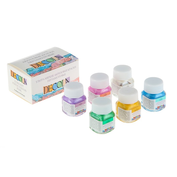 Краска акриловая набор Pearl 6 цветов х 10 мл ЗХК Decola перламутровые 12141415