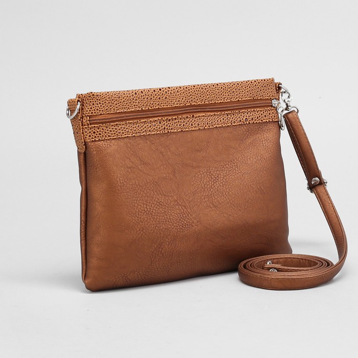 Сумка женская, отдел с перегородкой на молнии, наружный карман, регулируемый ремень, цвет рыжий