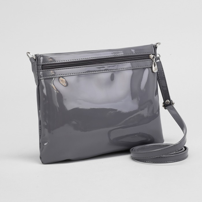 Сумка женская, отдел с перегородкой на молнии, наружный карман, регулируемый ремень, цвет серый