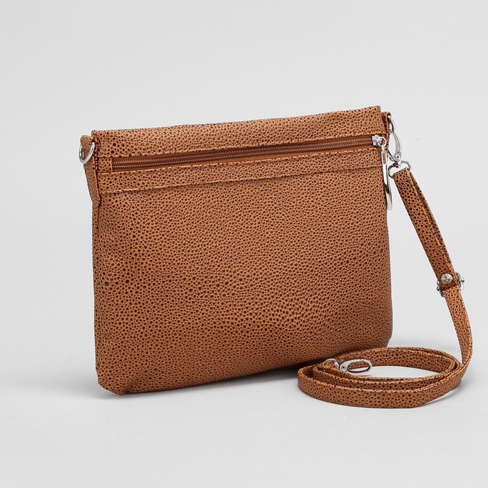 Сумка женская, отдел с перегородкой на молнии, наружный карман, регулируемый ремень, скат, цвет рыжий