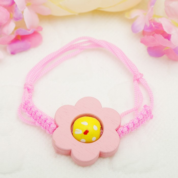 Браслет детский "Выбражулька" регулируемый, ромашка, цвет розово-желтый