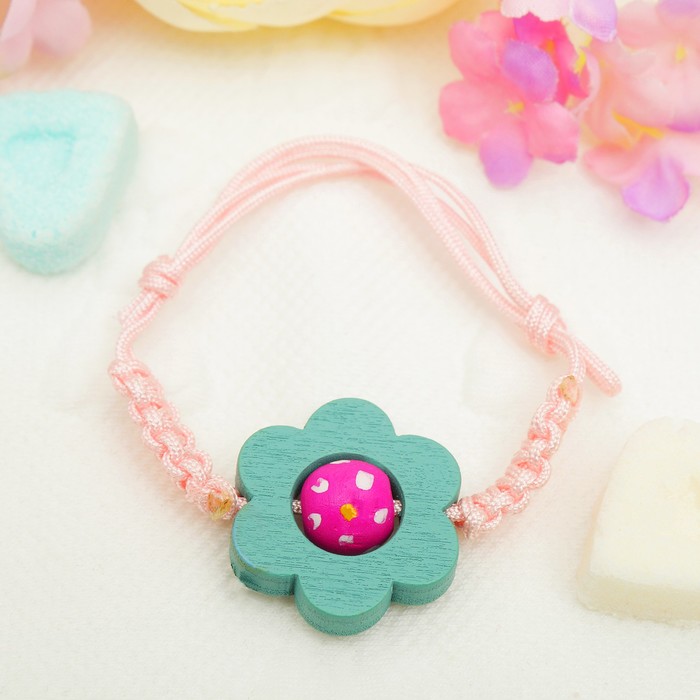 Браслет детский "Выбражулька" регулируемый, ромашка, цвет розово-голубой