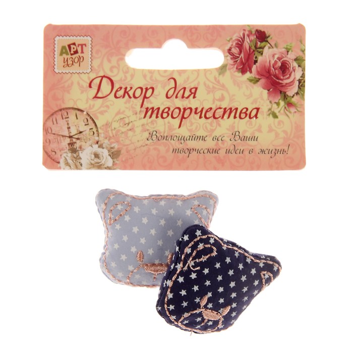 Декор для творчества текстиль "Медвежонок" (набор 2 шт) МИКС 3х3 см