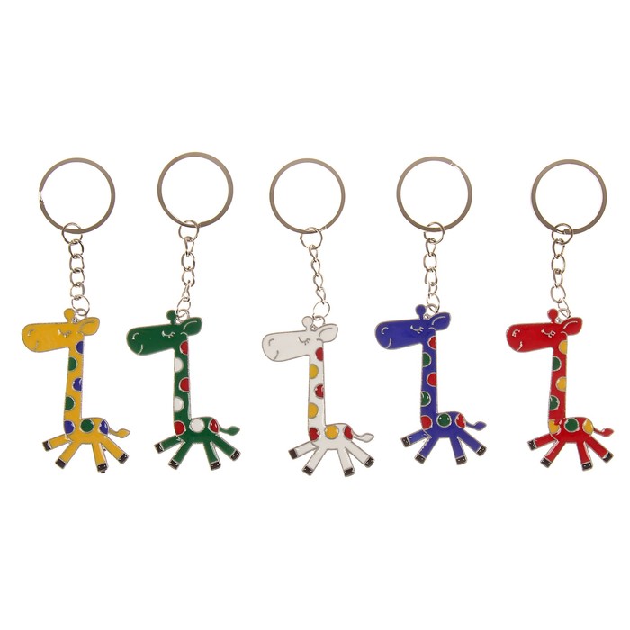 Брелок металл "Жираф с цветными пятнышками" МИКС 5,8х3,2 см