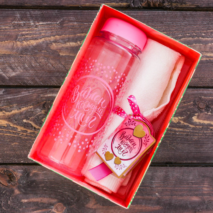 Набор &quot;Важен каждый миг&quot;, бутылка для воды (500 мл), полотенце (30 х 30 см)