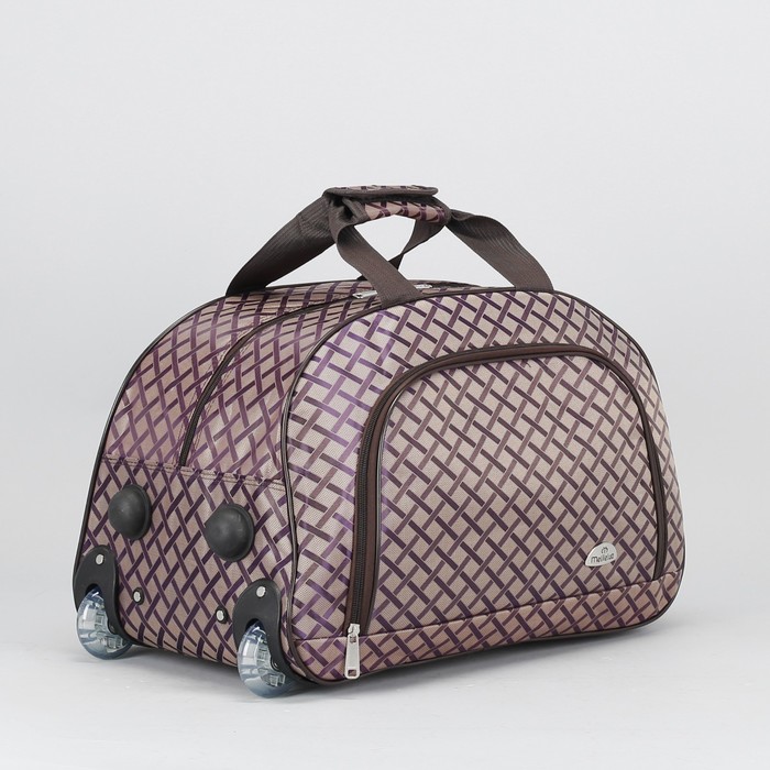 Сумка дорожная на колёсах «Шахматы», отдел на молнии, наружный карман, колеса каучук, цвет коричневый