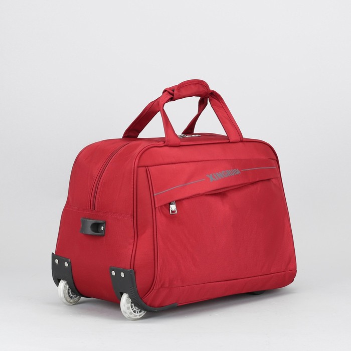 Сумка дорожная на колёсах «Одноцвет», отдел на молнии, наружный карман, колёса каучук, цвет красный