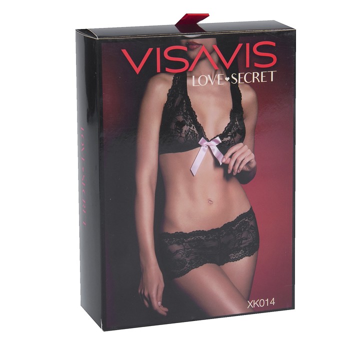 Комплект женского белья (бюстгальтер, трусы) XK014 цвет чёрный (black), р-р 46-48 (M/L)