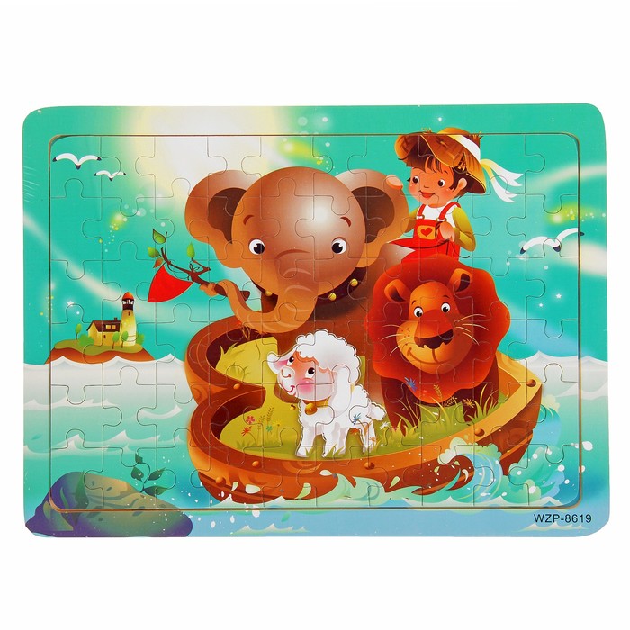 Пазл большой "Зверята мореплаватели", 60 элементов