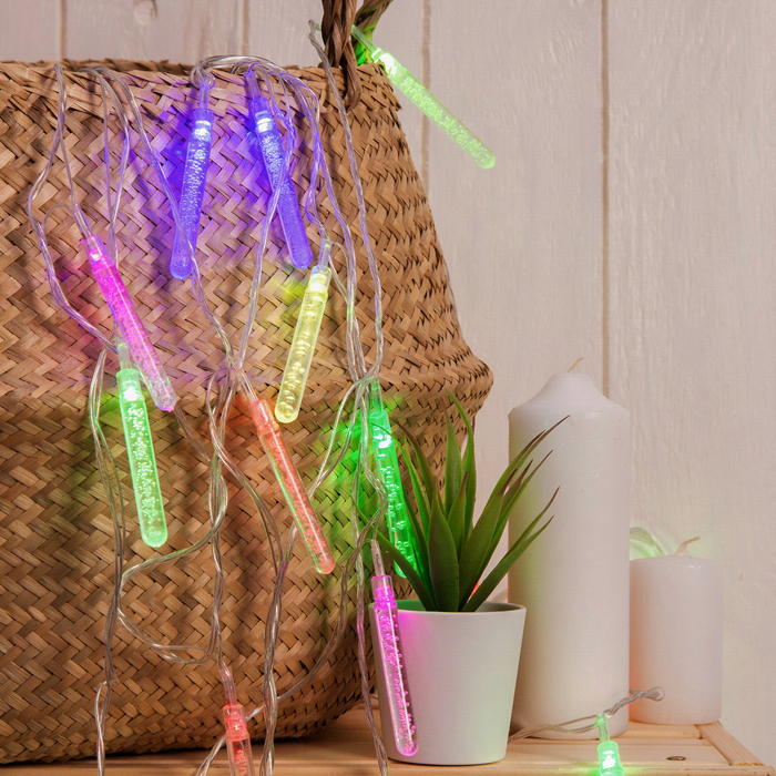 УЦЕНКА Гирлянда"Метраж"5 м с насад.“Сосульки с пузырьками”,Н.С. LED-20-220V,моргает,МУЛЬТИ