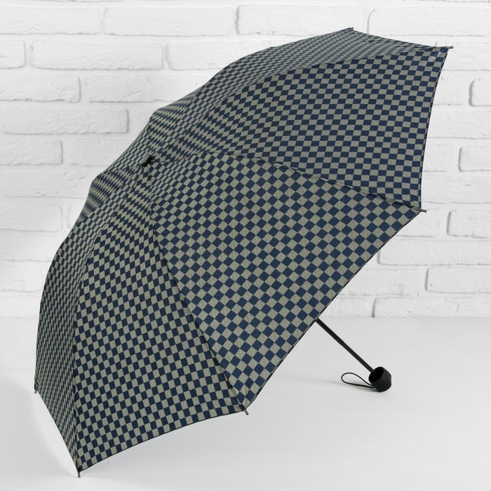 Зонт механический "Клетка", R=50см, цвет синий