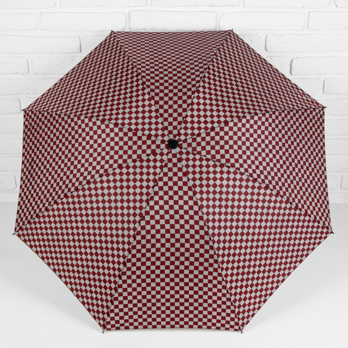 Зонт механический "Клетка", R=50см, цвет бордовый