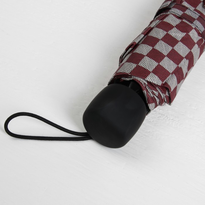 Зонт механический "Клетка", R=50см, цвет бордовый