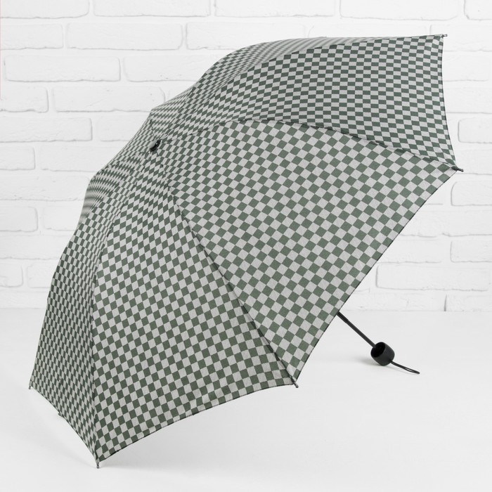 Зонт механический "Клетка", R=50см, цвет зелёный