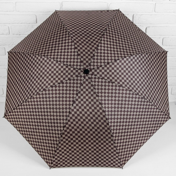 Зонт механический "Клетка", R=50см, цвет коричневый