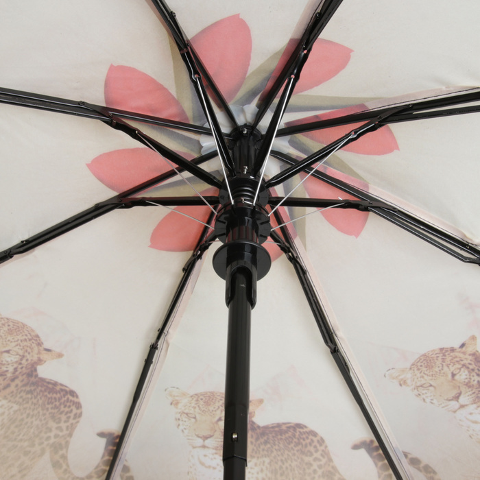 Зонт полуавтоматический "Цветы Тюльпаны" , R=50см, цвет коричневый/красный