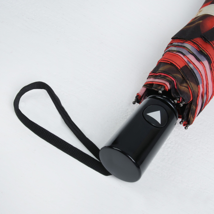 Зонт полуавтоматический "Цветы Тюльпаны" , R=50см, цвет коричневый/красный