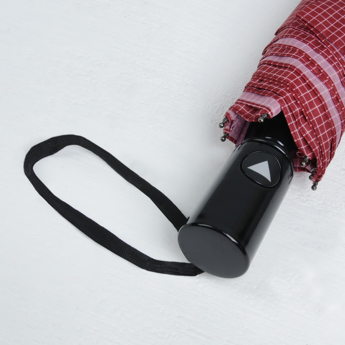 Зонт полуавтоматический "Клетка мелкая", R=49см, цвет красный