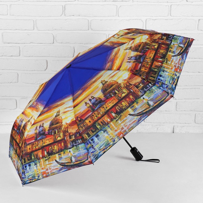 Зонт полуавтоматический "Венеция", R=50см, цвет фиолетовый/коричневый