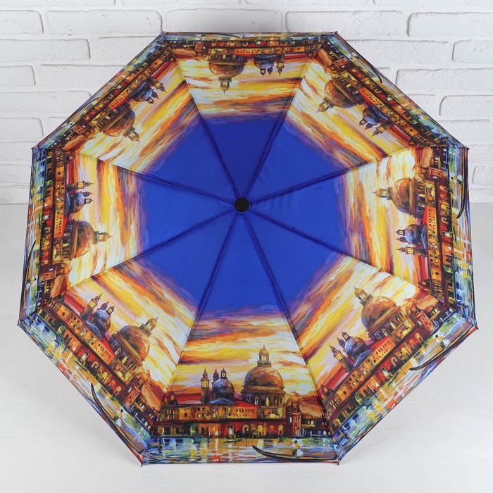 Зонт полуавтоматический "Венеция", R=50см, цвет фиолетовый/коричневый