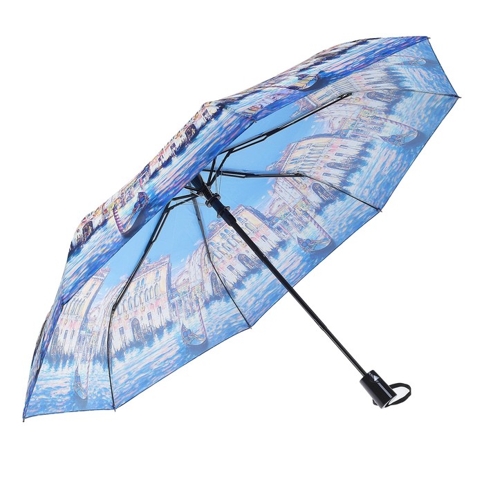 Зонт полуавтоматический "Венеция, набережная", R=50см, цвет синий