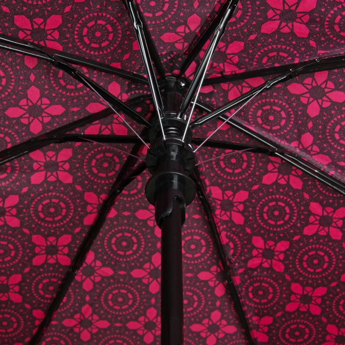 Зонт полуавтоматический "Узор", R=49см, цвет чёрный/розовый