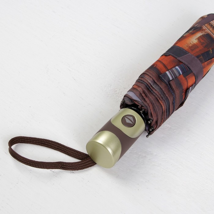 Зонт автоматический "Города", R=48см, цвет коричневый