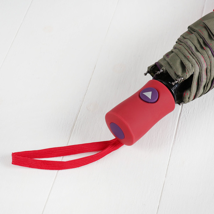 Зонт полуавтоматический "Полосы", R=48см, цвет красный/коричневый