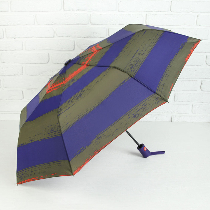 Зонт полуавтоматический "Полосы", R=48см, цвет фиолетовый/коричневый