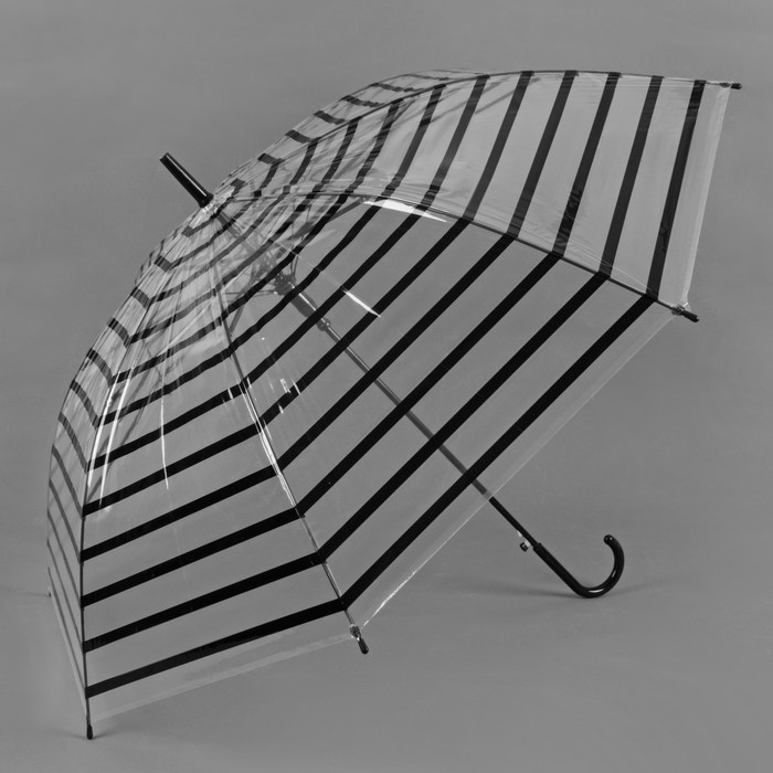 Зонт-трость "Полоска", полуавтоматический, R=46см, цвет чёрный