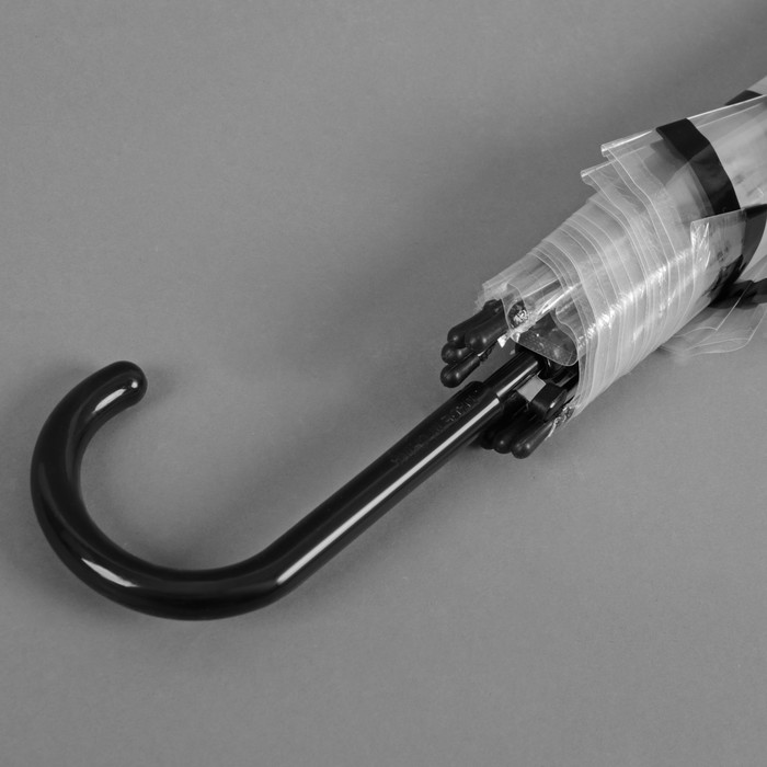 Зонт-трость "Полоска", полуавтоматический, R=46см, цвет чёрный