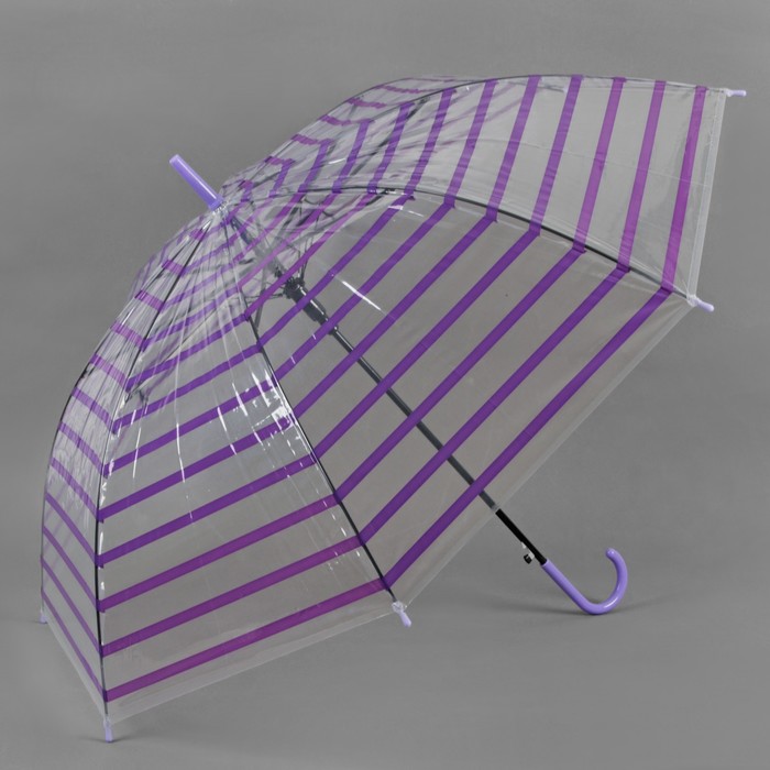 Зонт-трость "Полоска", полуавтоматический, R=46см, цвет фиолетовый