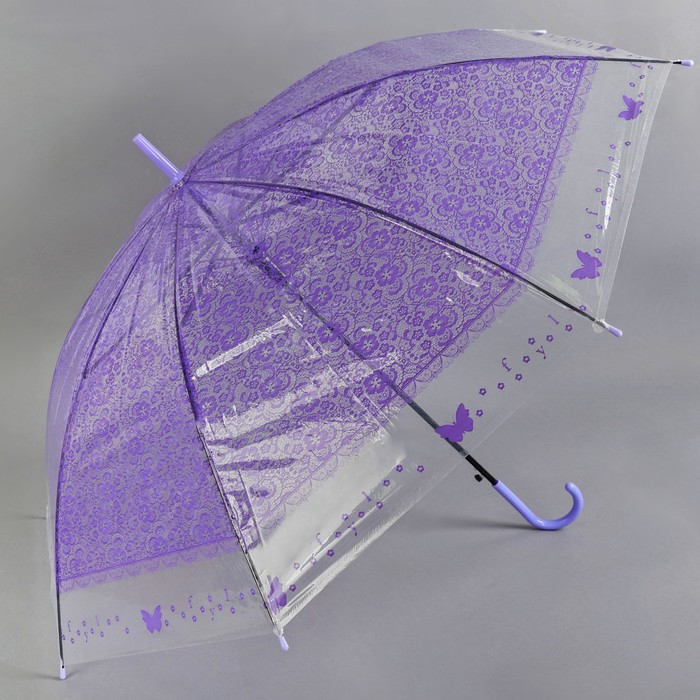 Зонт-трость "Кружево", полуавтоматический, R=46см, цвет фиолетовый
