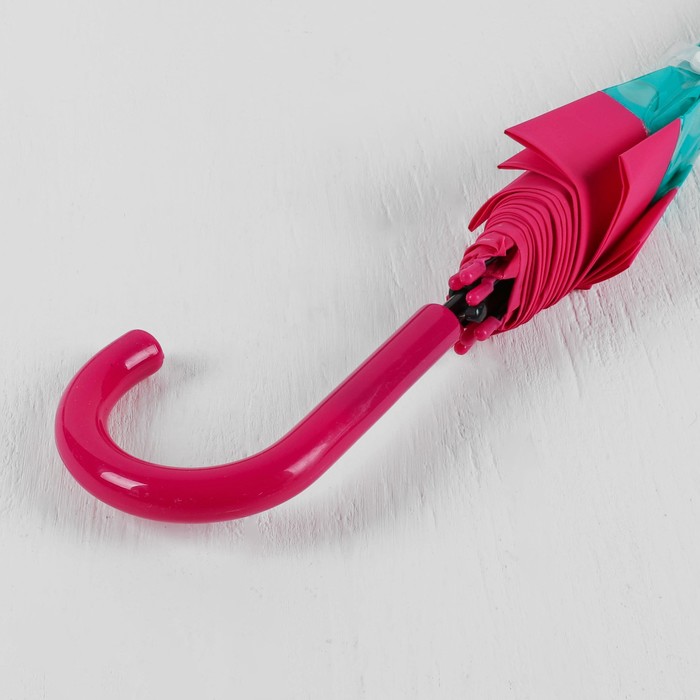 Зонт-трость "Горох", полуавтоматический, R=50см, цвет морская волна/малиновый