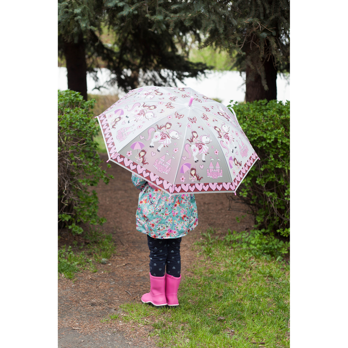 Зонт-трость "Принцесса", полуавтоматический, со свистком, R=42см, цвет розовый